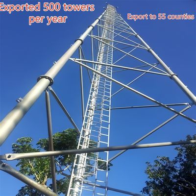 Tour de télécommunications à trois tubes en acier au carbone de 33 m pour signal LTE en zones rurales, résistant au vent