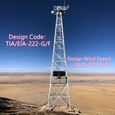 Panneau solaire Tour de télécommunications Structure autoportante en acier galvanisé à chaud 4 kW
