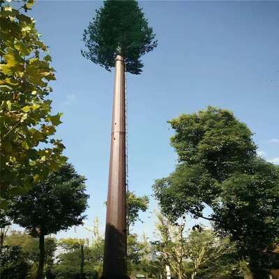 Tour Arbre Bionique avec gestion de câbles intégrée et plateformes cachées supportant les équipements de télécommunications micro-ondes et de surveillance environnementale
