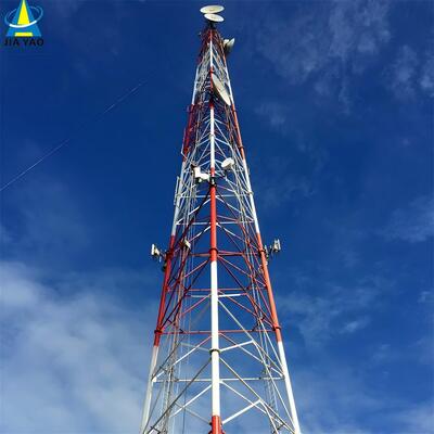 Tour de treillis en acier tubulaire à 3 pattes de haute précision pour station de base 4G 5G 20 m 30 m 45 m 60 m Mât de télécommunication résistant au vent galvanisé à chaud