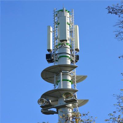 4g 5g sans fil Monopole de micro-ondes Tour de télécommunication avec flanche 5m 12m 36m 45m 55m Mètre