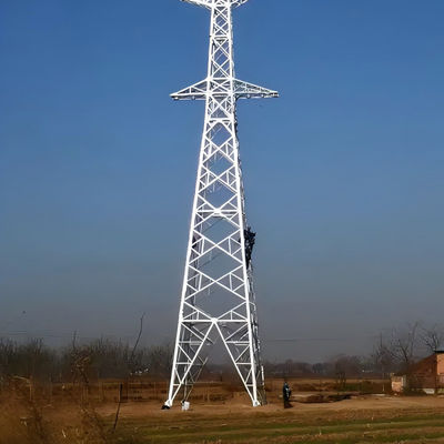 Structure de la sous-station Tour électrique haute tension Galvanisée Pylon ligne électrique Pole Transmission Grille Tour d'angle en acier À vendre