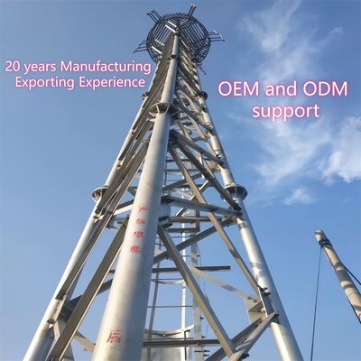 Tour de télécommunications à trois tubes en acier au carbone de 33 m pour signal LTE en zones rurales, résistant au vent