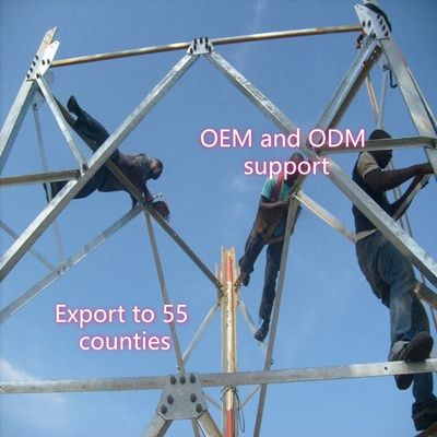 Tour de communication en acier angulaire à 3 pieds en acier Q355 28m Réseau mobile Résistant au vent Régions côtières