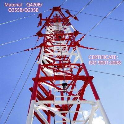 Tour de cellules à corde de type en acier haute résistance 35m Réseau mobile Zones de banlieue Résistant au vent
