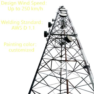 Acier inoxydable tubulaire à 3 pattes 20 30 40M galvanisé 5G GSM Cdma Isp Tour de télécommunication