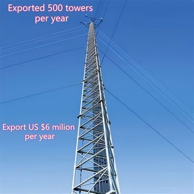 10 20 30 40 50 65m 3 Pieds fil galvanisé résistant aux intempéries acier galvanisé 4G 5G micro-ondes WiFi télécommunication tour de transmission