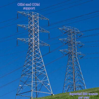 33KV 110KV galvanisé à chaud en treillis en acier Tour de transmission d'électricité à double circuit Pole du réseau électrique
