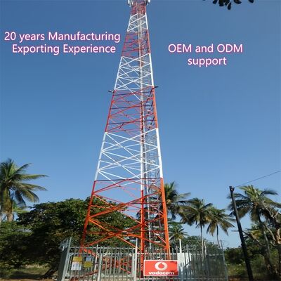 La tour de communication d'angle de 3 jambes a galvanisé l'anti couverture urbaine extérieure de signal de la rouille 5G de l'acier 30m