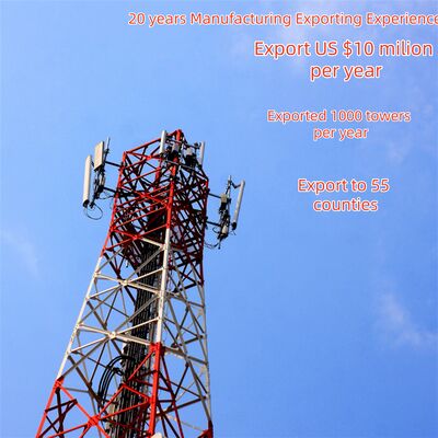 Tour en acier angulaire à 4 pieds conçue pour répondre aux normes ANSI TIA et EN, offrant un support pour les projets d'infrastructures de télécommunications et d'énergie