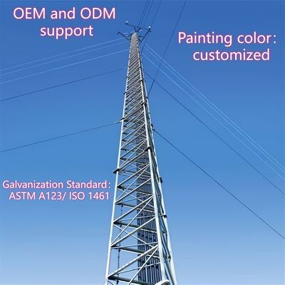 Tour en fil de fer galvanisé dont la conception est conforme aux normes ANSI/TIA-222-G-H-F et EN européennes pour les performances structurelles