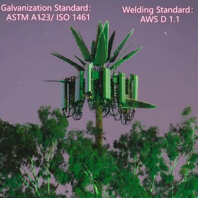 13 19 25M Parc Bionique Arbre camouflé en acier autoportant extérieur 5G 4G Tour de télécommunications par satellite