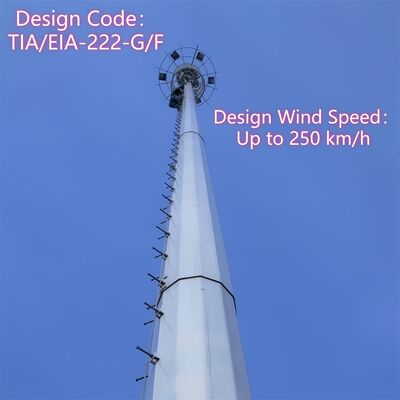 Antenne multiple de tour de communication monopôle durable d'acier au carbone de 18 22 38M compatible pour le réseau 4G 5G
