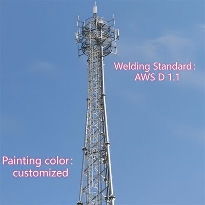 Tour en acier tubulaire robuste à 3 pieds avec traitement de surface galvanisé à chaud pour une infrastructure de télécommunications durable