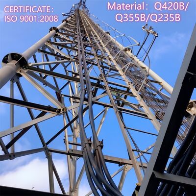 Mât de télécommunication galvanisé par tour en acier tubulaire à 3 pattes de longue durée conçu pour les applications extérieures de réseau à micro-ondes 5G 4G
