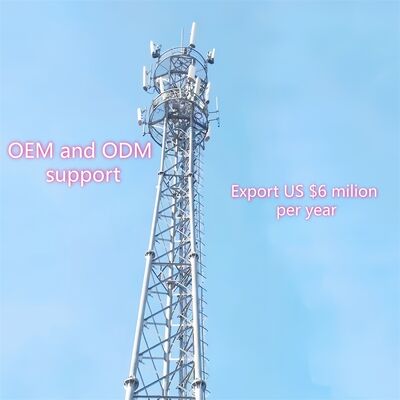 Mât galvanisé autoportant de télécom de tour tubulaire en acier à 3 pattes approprié à la communication extérieure de micro-onde de 5G 4G