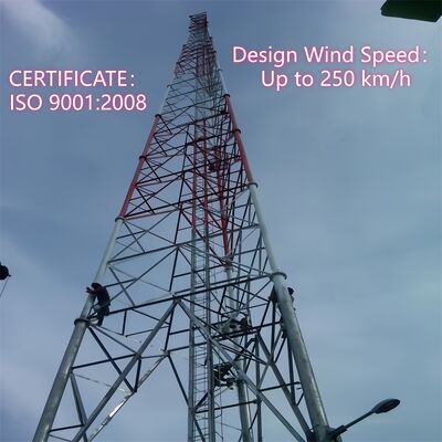 La tour en acier tubulaire à 3 pattes durable a galvanisé le mât autosuffisant de télécommunications pour les applications extérieures de micro-ondes 5G 4G