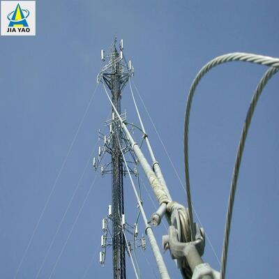 Installation facile modulaire préfabriquée faite sur commande de livraison rapide de tour en acier de télécom de fil haubané
