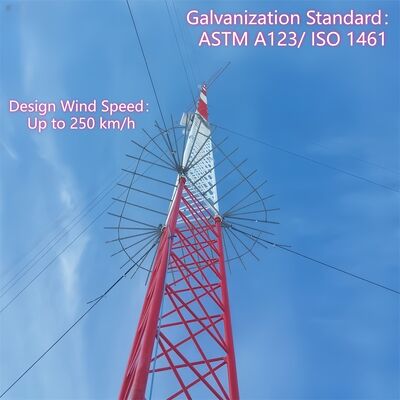 Vent haubané galvanisé par communication sans fil de tour de fil résistant pour la transmission du signal 5G