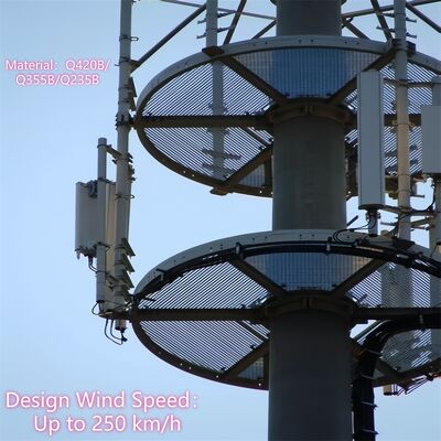 Tour de télécom monopôle galvanisée à chaud résistante aux vibrations de 24M
