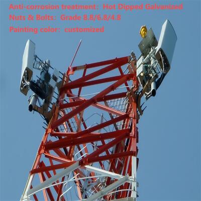 Tour en acier d'angle à pattes en acier de 44M Q355 à faible entretien 3 pour les télécoms résidentiels