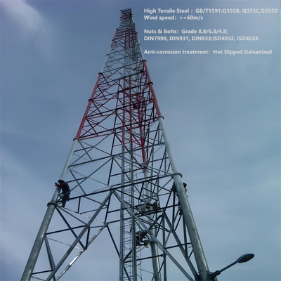 La soufflerie de 54M a examiné la tour 150KPH de 3 tubes pour la ville côtière 5G
