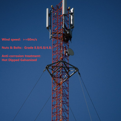 Déploiement rapide de tour d'antenne haubanée en acier de 42 45M Q355 pour les télécoms à distance de mine