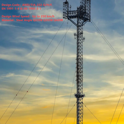 Déploiement rapide de tour d'antenne haubanée en acier de 42 45M Q355 pour les télécoms à distance de mine