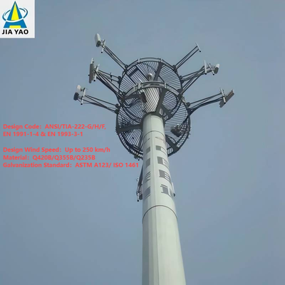 28 36 38 mètres de câble interne de routage Monopole tour pour la couverture 5G de passerelle piétonne