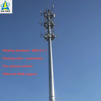 Tour de télécommunication monopôle en acier personnalisée Q345, poteau de transmission de signal de téléphone portable galvanisé à chaud 5G, usine ISO 9001
