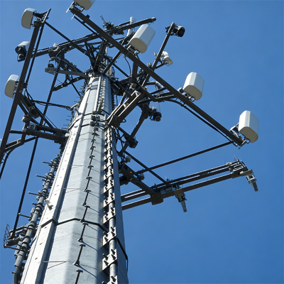 Tour de télécommunication monopôle en acier personnalisée Q345, poteau de transmission de signal de téléphone portable galvanisé à chaud 5G, usine ISO 9001