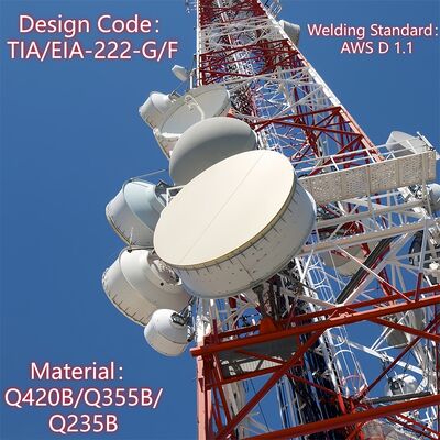 Tour de communication en acier angulaire à 4 pattes de qualité sismique, mât en treillis standard ANSI/TIA-222 pour l'installation d'antenne radio TV