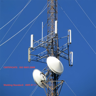 Tour métallique haubanée ultra haute pour la diffusion radio TV longue portée Mât en treillis robuste standard ANSI/TIA-222 avec système d'ancrage en acier trempé