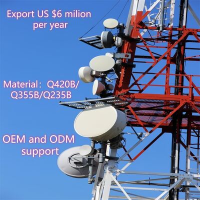 Tour en treillis d'acier angulaire à 4 pieds robuste avec structure porteuse optimisée pour les infrastructures de télécommunications rurales Norme ANSI/TIA-222-G